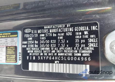 2020 Kia Telluride S from USA, damaged, VIN 5XYP64HC5LG004966